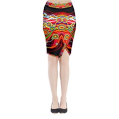 Colorful Artistic Retro Stringy Colorful Design Midi Wrap Pencil Skirt