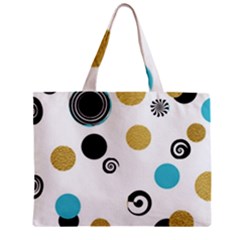 Fun Retro Blue Gold Circles  Zipper Mini Tote Bag