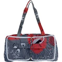 Red Poppy Flowers On Gray Background  Multi Function Bag	 by flipstylezfashionsLLC