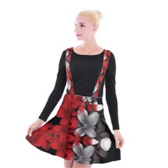 Red And Black Florals  Suspender Skater Skirt by flipstylezfashionsLLC