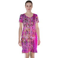 Hot Pink Mess Snakeskin Inspired  Short Sleeve Nightdress