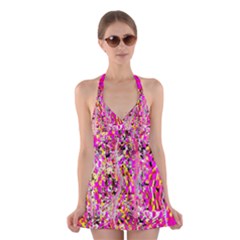 Hot Pink Mess Snakeskin Inspired  Halter Dress Swimsuit  by flipstylezfashionsLLC