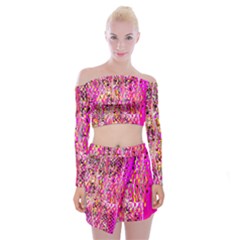 Hot Pink Mess Snakeskin Inspired  Off Shoulder Top With Mini Skirt Set by flipstylezfashionsLLC