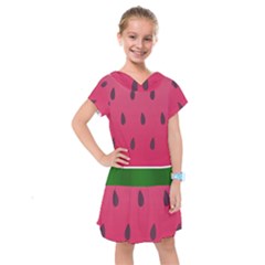 Watermelon Fruit Summer Red Fresh Kids  Drop Waist Dress by Nexatart