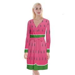 Watermelon Fruit Summer Red Fresh Long Sleeve Velvet Front Wrap Dress