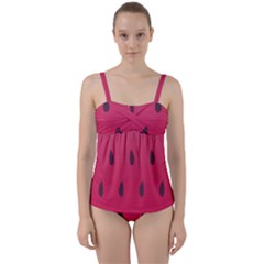 Watermelon Fruit Summer Red Fresh Twist Front Tankini Set