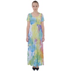 Abstract Pattern Color Art Texture High Waist Short Sleeve Maxi Dress by Nexatart