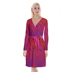 Background Texture Pattern Long Sleeve Velvet Front Wrap Dress