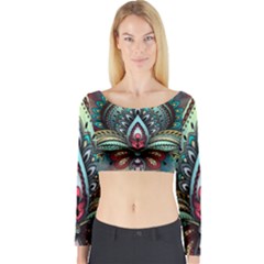 Decoration Pattern Ornate Art Long Sleeve Crop Top by Nexatart