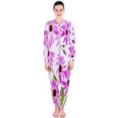 Pink Purple Daisies Design Flowers Onepiece Jumpsuit (ladies)  by Nexatart