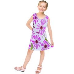 Pink Purple Daisies Design Flowers Kids  Tunic Dress by Nexatart