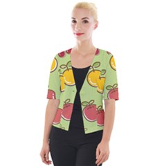 Seamless Pattern Healthy Fruit Cropped Button Cardigan by Nexatart