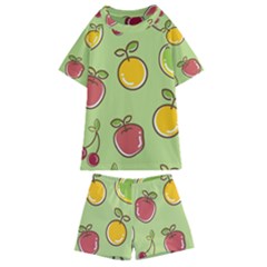 Seamless Pattern Healthy Fruit Kids  Swim Tee And Shorts Set by Nexatart