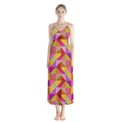 Geometric Button Up Chiffon Maxi Dress