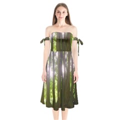 Tree of Trees Shoulder Tie Bardot Midi Dress