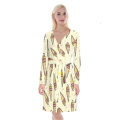 Pattern Sweet Seamless Background Long Sleeve Velvet Front Wrap Dress