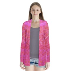 Pink Background Abstract Texture Drape Collar Cardigan by Nexatart