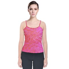 Pink Background Abstract Texture Velvet Spaghetti Strap Top by Nexatart