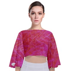 Pink Background Abstract Texture Tie Back Butterfly Sleeve Chiffon Top by Nexatart