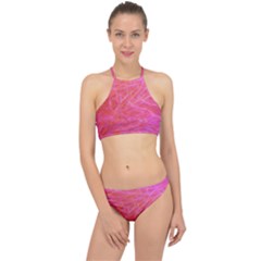 Pink Background Abstract Texture Racer Front Bikini Set by Nexatart