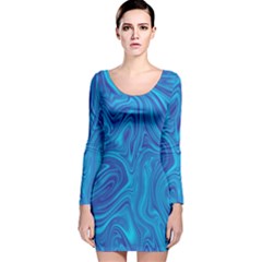 Abstract Pattern Art Desktop Shape Long Sleeve Velvet Bodycon Dress