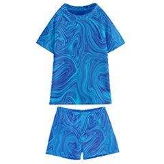 Abstract Pattern Art Desktop Shape Kids  Swim Tee And Shorts Set