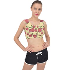 Seamless Pattern Healthy Fruit V-back Sports Bra by Nexatart