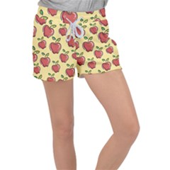 Seamless Pattern Healthy Fruit Women s Velour Lounge Shorts