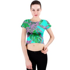 Painting Oil Leaves Nature Reason Crew Neck Crop Top