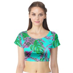 Painting Oil Leaves Nature Reason Short Sleeve Crop Top