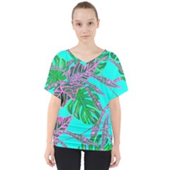 Painting Oil Leaves Nature Reason V-neck Dolman Drape Top