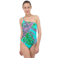 Painting Oil Leaves Nature Reason Classic One Shoulder Swimsuit