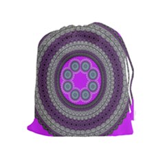 Round Pattern Ethnic Design Drawstring Pouches (extra Large) by Nexatart