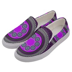 Round Pattern Ethnic Design Men s Canvas Slip Ons