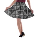 Pattern Op Art Black White Grey A-line Skater Skirt View2