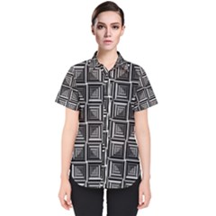 Pattern Op Art Black White Grey Women s Short Sleeve Shirt