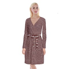 Design Pattern Abstract Long Sleeve Velvet Front Wrap Dress