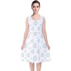 Pastel Floral Motif Pattern V-neck Midi Sleeveless Dress  by dflcprints