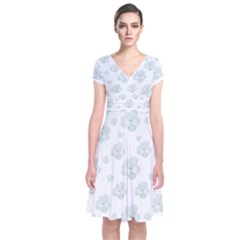 Pastel Floral Motif Pattern Short Sleeve Front Wrap Dress by dflcprints