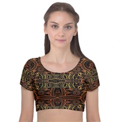 Gorgeous Aztec Design By Kiekie Strickland Velvet Short Sleeve Crop Top  by flipstylezfashionsLLC