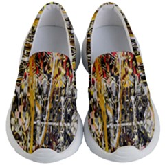 Retro Orange Black And White Liquid Gold  By Kiekie Strickland Kid s Lightweight Slip Ons by flipstylezfashionsLLC