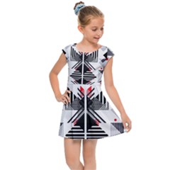 Retro Geometric Red And Black Triangles  Kids Cap Sleeve Dress by flipstylezfashionsLLC