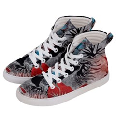 Beautiful Hibiscus Flower Design  Women s Hi-top Skate Sneakers by flipstylezfashionsLLC