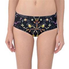 Beautiful Floral Swirl Brushes Vector Design Mid-waist Bikini Bottoms by flipstylezfashionsLLC