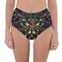 Beautiful Floral Swirl Brushes Vector Design Reversible High-waist Bikini Bottoms by flipstylezfashionsLLC