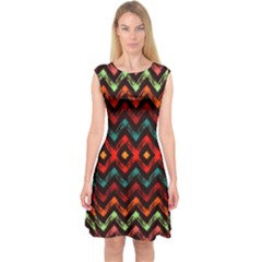 Seamless Native Zigzags By Flipstylez Designs Capsleeve Midi Dress by flipstylezfashionsLLC