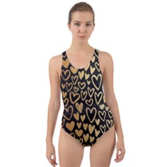 Cluster Of Tiny Gold Hearts Seamless Vector Design By Flipstylez Designs Cut-out Back One Piece Swimsuit by flipstylezfashionsLLC