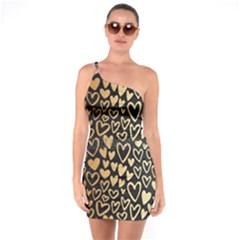 Cluster Of Tiny Gold Hearts Seamless Vector Design By Flipstylez Designs One Soulder Bodycon Dress