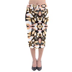 Beautiful Peach Flowers Background By Kiekie Strickland Midi Pencil Skirt