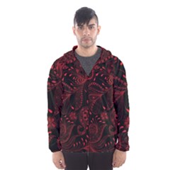 Seamless Dark Burgundy Red Seamless Tiny Florals Hooded Windbreaker (men) by flipstylezfashionsLLC